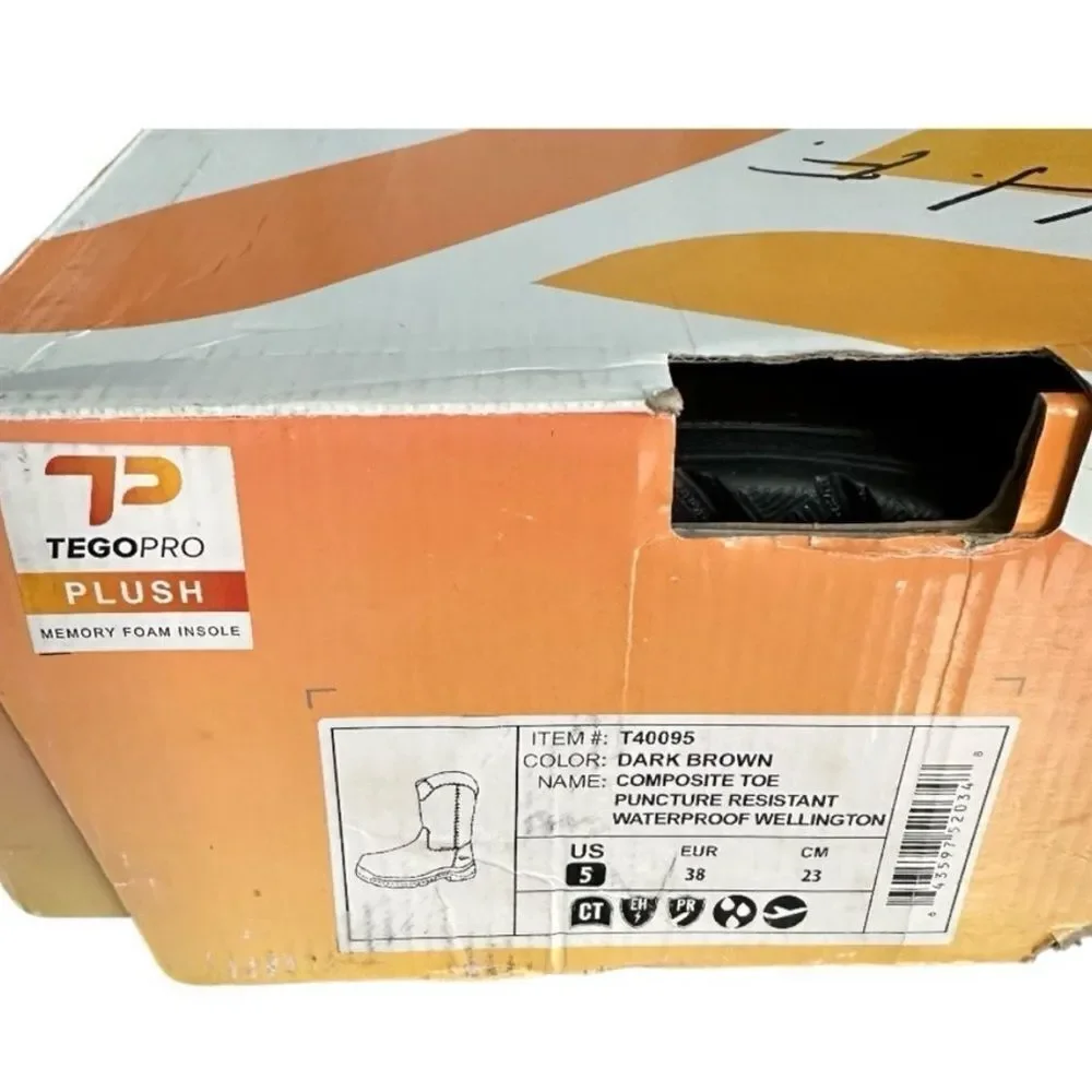 TegoPro Composite Toe Waterproof Slip Resistant Wellington Work Boot Brown 5